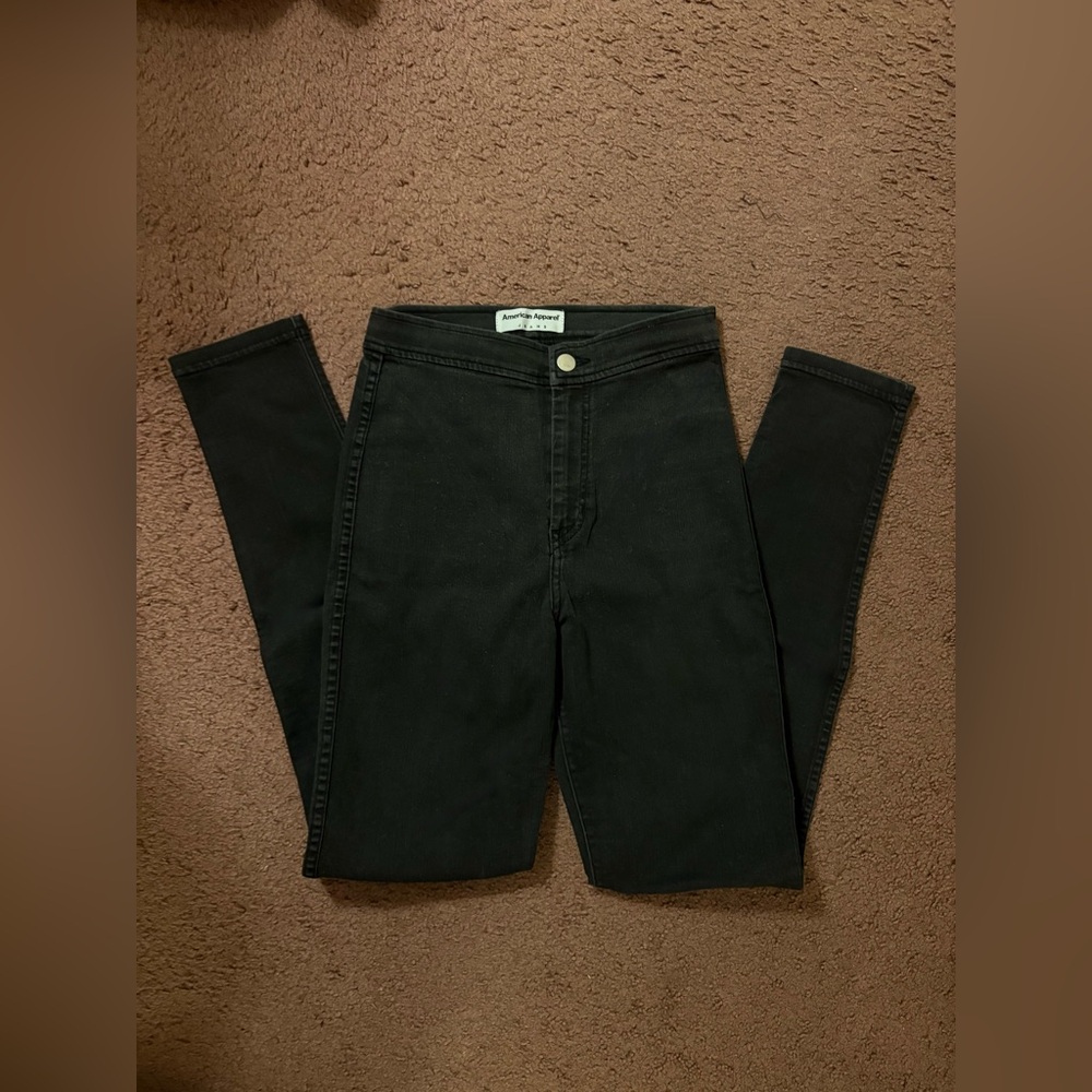 AMERICAN APPAREL BLACK DENIM HIGH WAISTED PANTS SIZE ADULT SMALL